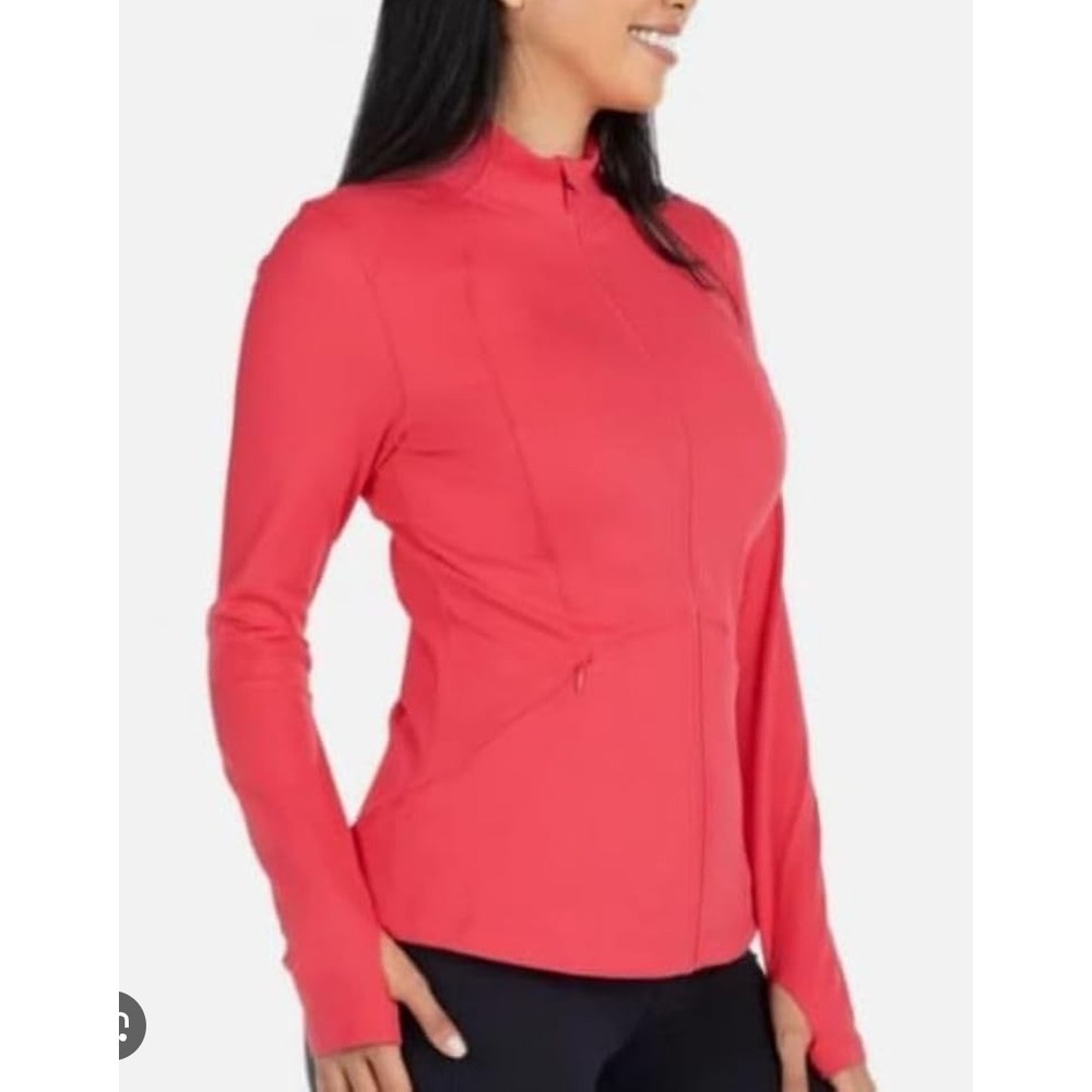 Spyder Yoga Jacket Womens Small Coral Pink Thumb Holes Full Zip Fit - Picture 3 of 5